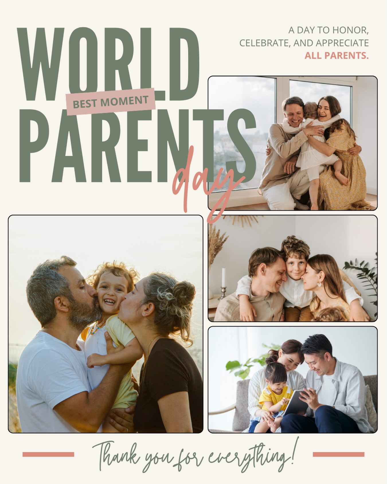 Happy International Parents Day 🌿

To all the parents walking through the beautiful chaos of raising little humans, today we celebrate you 🤍

The love, strength, patience and care you give each day shapes the next generation in more ways than you know.

#internationalparentsday #parenthood #motherhood #fatherhood #consciousparenting