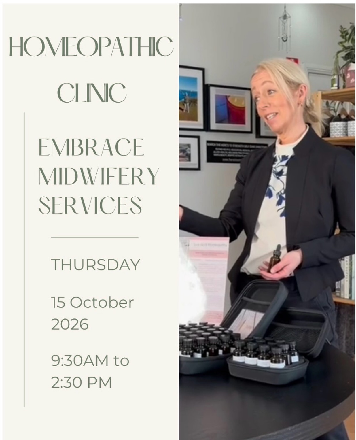 🌿 EMBRACE CLINIC REMINDER 🌿

Just a reminder that my next Embrace Midwifery Services Clinic is this Thursday, 15 October! 💚

✨ Appointments are available, but spaces are limited.

If you’ve been thinking about booking, now is a great time to secure your appointment before the year comes to an end.

📩 Message me or book online.

#embracemidwiferyservicecs #livewellhomeopathy #homeopathy #holistichealth #wellnessjourney